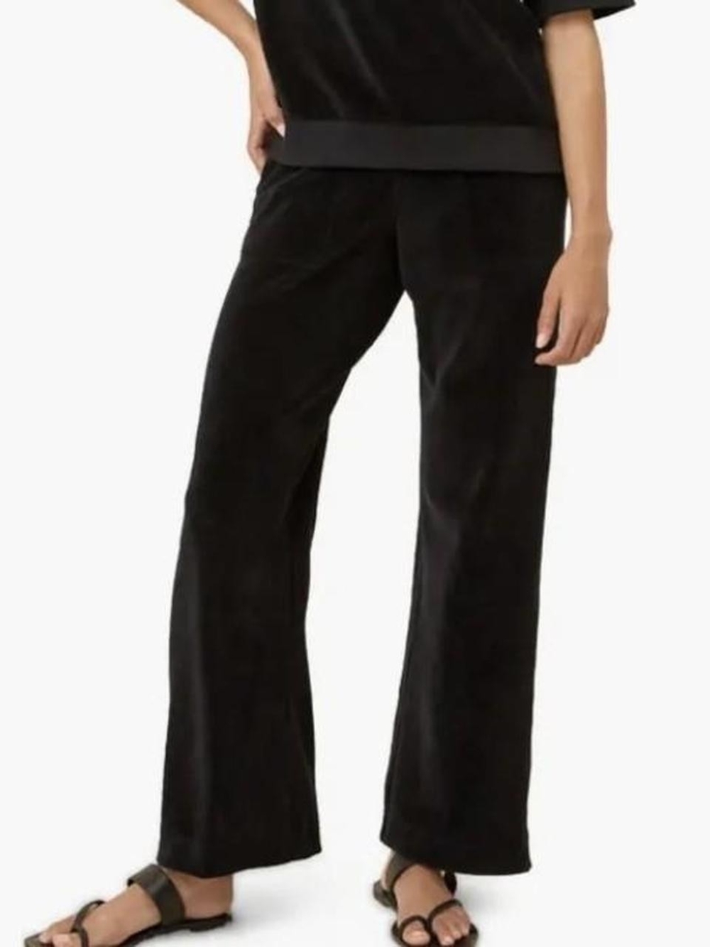Pact Organic Cotton Pure Velour Wide Leg Pant Black sz XL Pull On Pant W Pockets